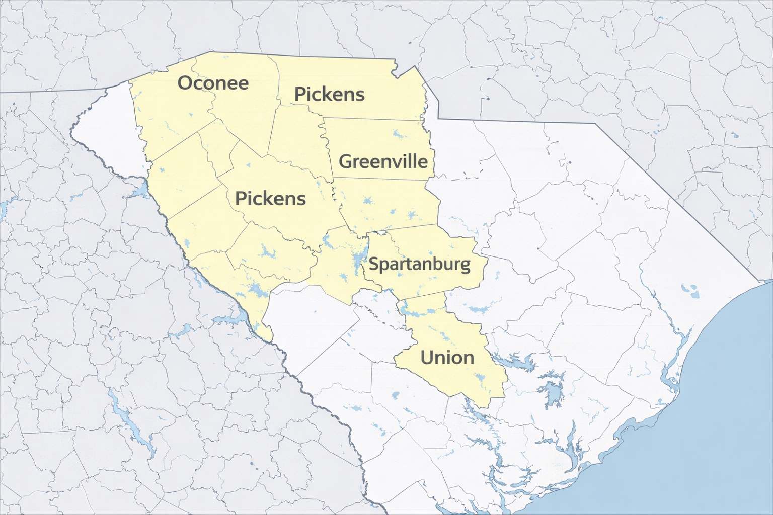 SC Map showing counties of Coverage for TMB